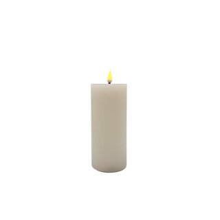 LED Echtwachs Stumpenkerze Creme ca. 19 cm