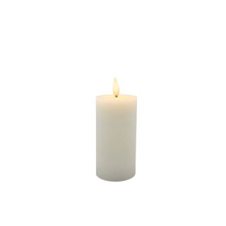 LED Echtwachs Stumpenkerze Weiß ca. 15 cm