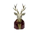 Elegante Hirschbüste Gold/Weinrot ca. 33,5 cm