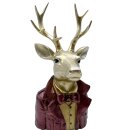 Elegante Hirschbüste Gold/Weinrot ca. 33,5 cm